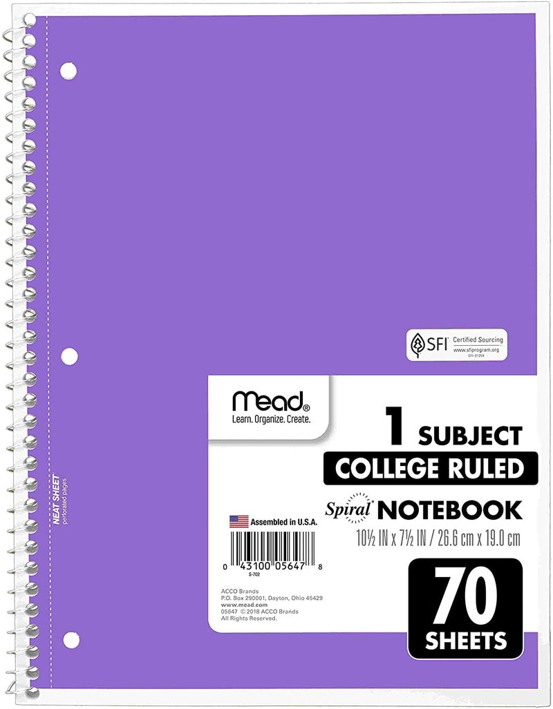 Mead Spiral Notebook, 12 Pack of 1-Subject College Ruled Spiral Bound Notebooks, Pastel Color Cute School Notebooks, 70 Pages - Image 3